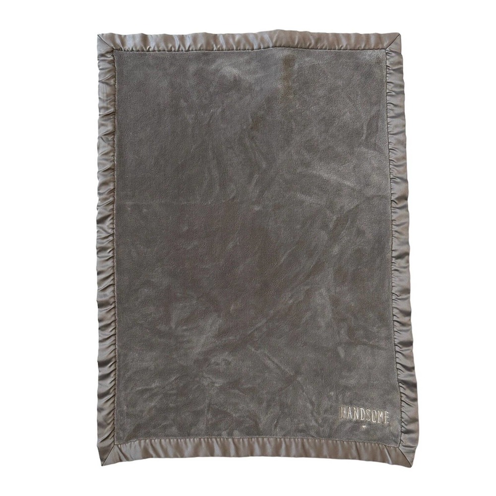 Carters Handsome Satin Trim Edge Taupe Brown Gray Baby Security Lovey Blanket